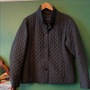 Lands' End Primaloft Black Quilted Womens L Barn Jacket Preppy